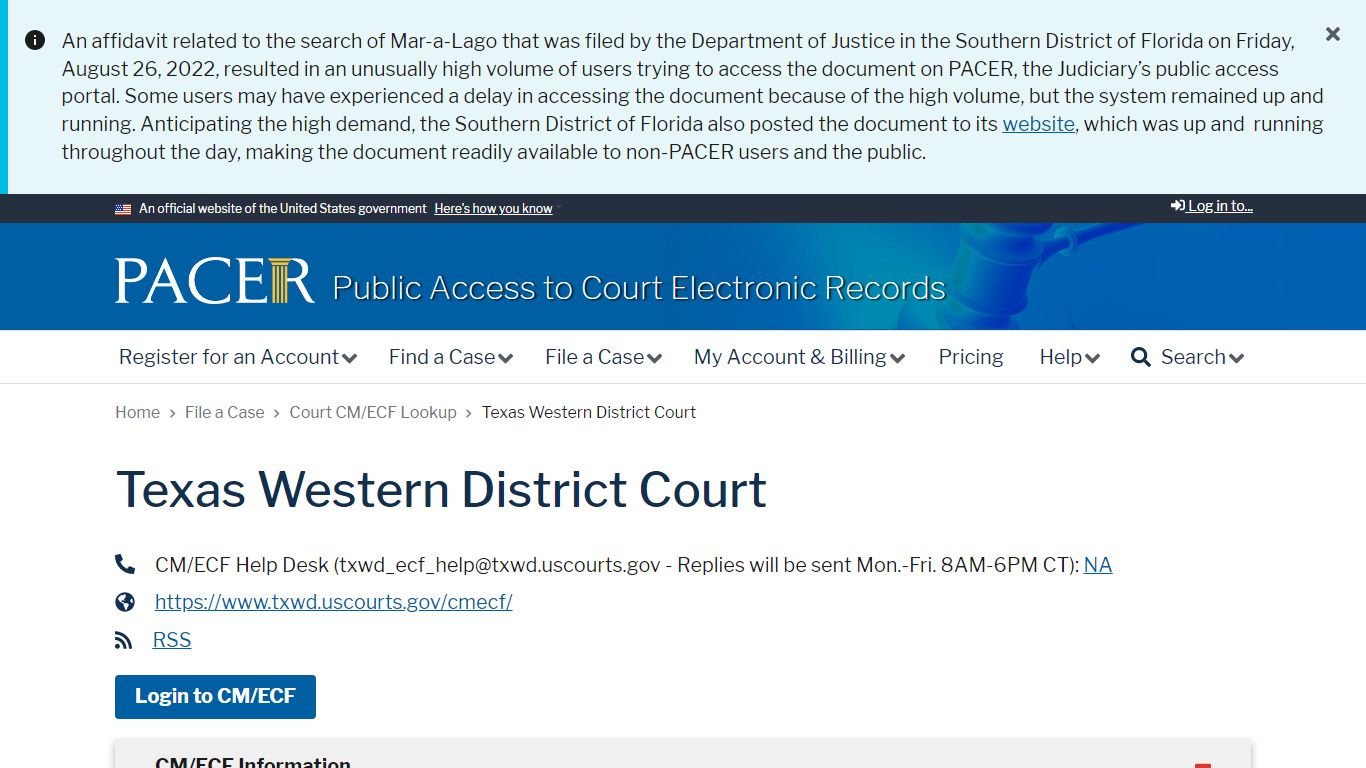 Texas Western District Court | PACER: Federal Court Records